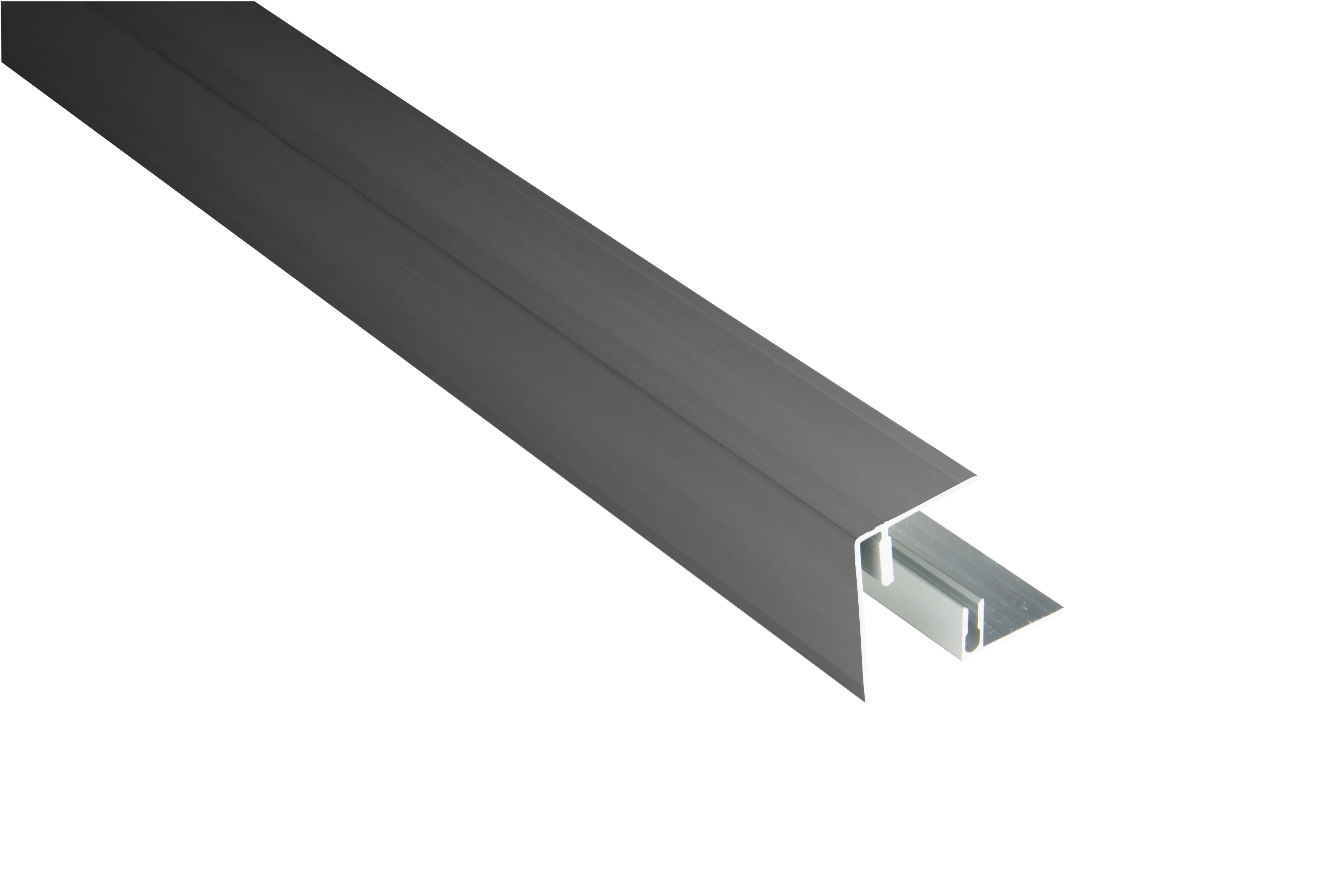 Kovalex Aluminium Seitenabschluss mit Befestigungsprofil - Farbe: Anthrazit - Abmessung: 45x59x2.500 mm